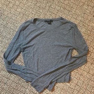 Gray Long Sleeve Crop Top